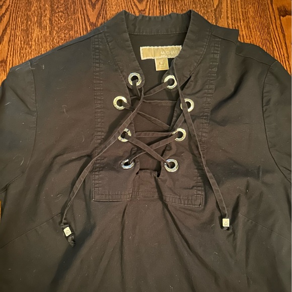MICHAEL Michael Kors Black Lace-Up Blouse - Picture 2 of 5